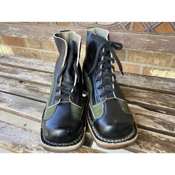 Size EU35/US4.5 NOS Women's Military Army Leather & Canvas Boots Vintage 80s - Picture 2 of 8